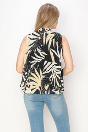 Print top with pleats detail