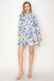 Print linen shirts dress