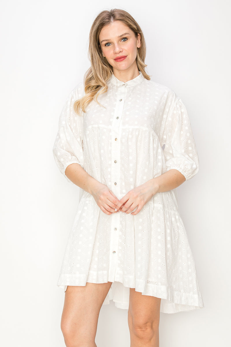 Cotton eyelet mini dress