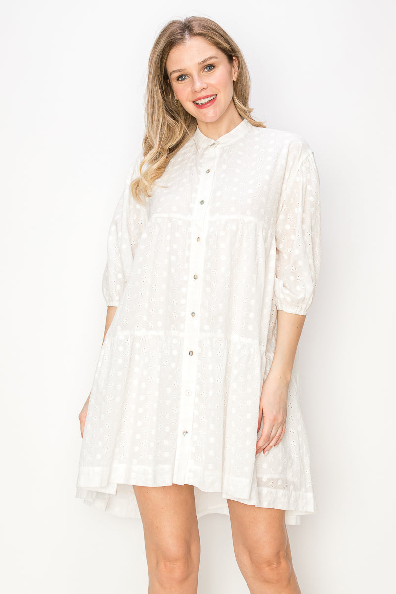 Cotton eyelet mini dress