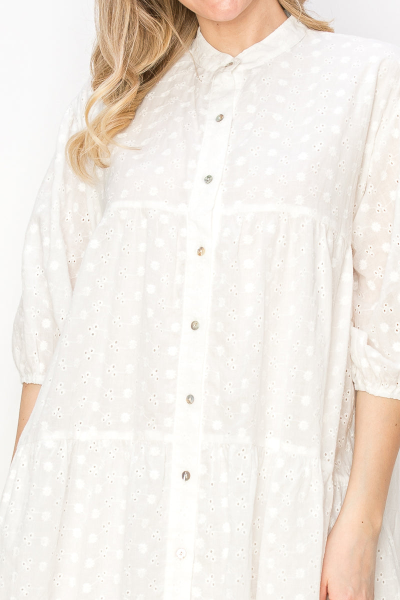 Cotton eyelet mini dress