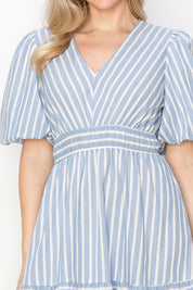 Striped cotton midi dress