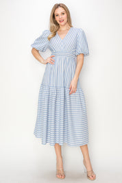 Striped cotton midi dress