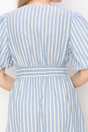 Striped cotton midi dress