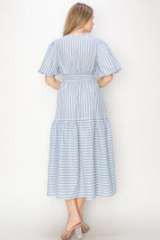 Striped cotton midi dress