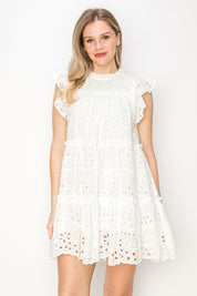 Cotton eyelet mini dress