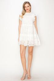 Cotton eyelet mini dress