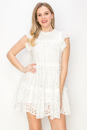 Cotton eyelet mini dress