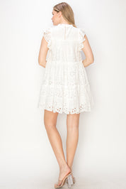 Cotton eyelet mini dress