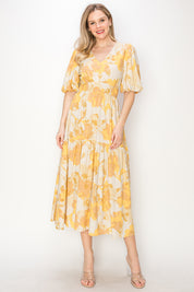 Print linen midi dress