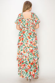 Print tiered ruffle maxi Dress