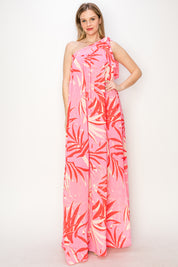 Print one shoulder maxi dress