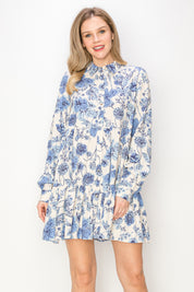 Print linen shirts dress