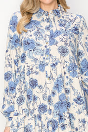 Print linen shirts dress