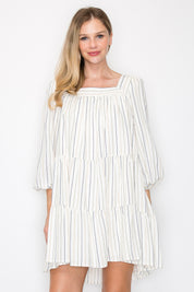 Striped linen mini dress