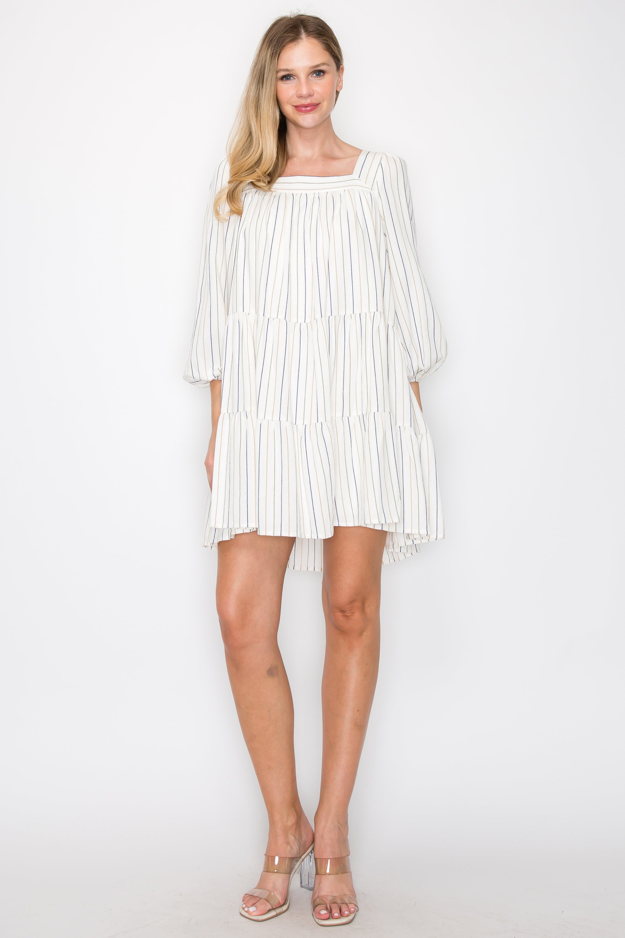 Striped linen mini dress