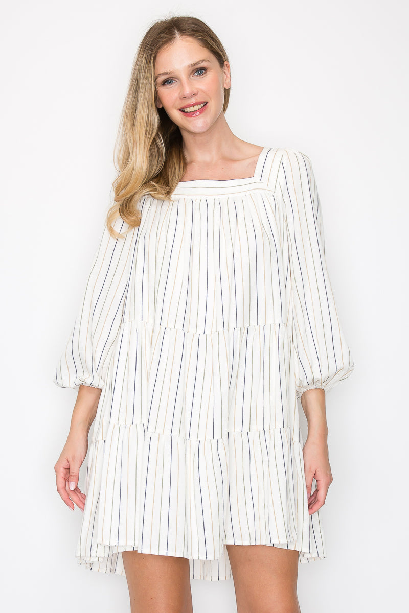 Striped linen mini dress