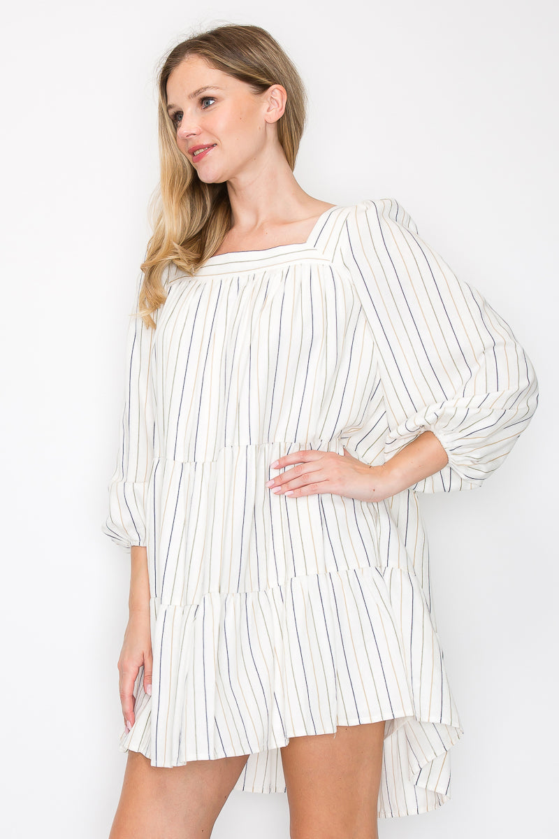 Striped linen mini dress