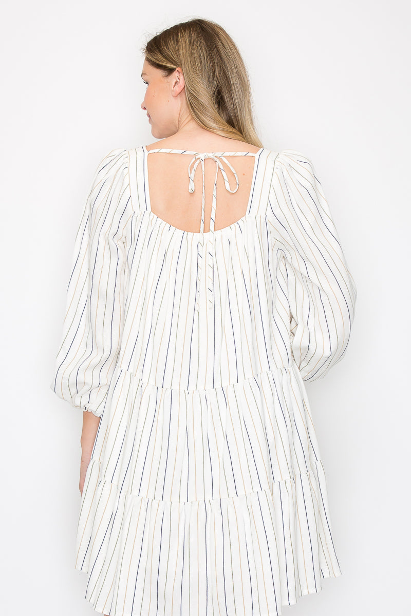 Striped linen mini dress