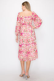 Print midi dress with 3/4 sleeves